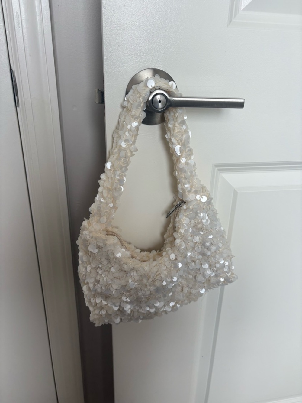 Sequined White Purse